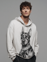 Men's casual Doberman print hooded sweatshirt
